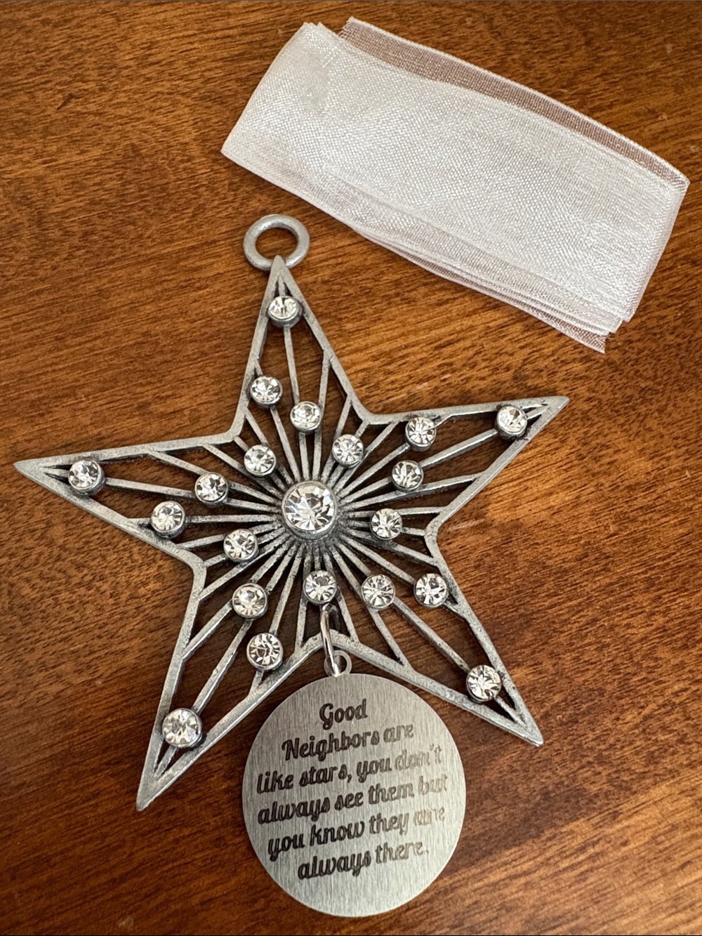 Silver Star Holiday Ornament with Sentiment Tag
